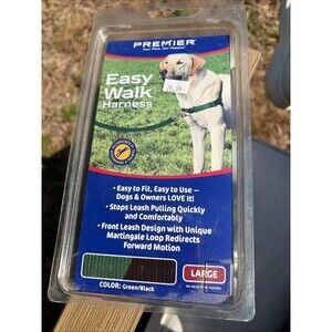 PREMIER EASY WALK HARNESS COLOR GREEN/BLACK SIZE LARGE NEW IN BOX
